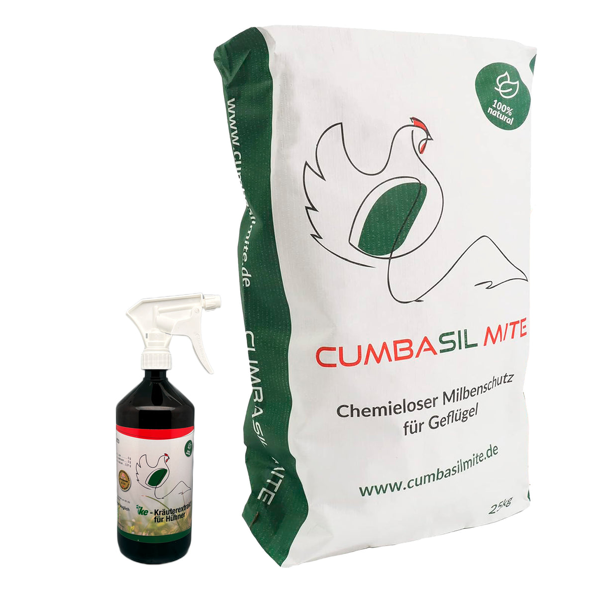 Cumbasil Mite 25kg + KE Kräuterextrakt für Hühner 1000ml (DE-ÖKO-012)