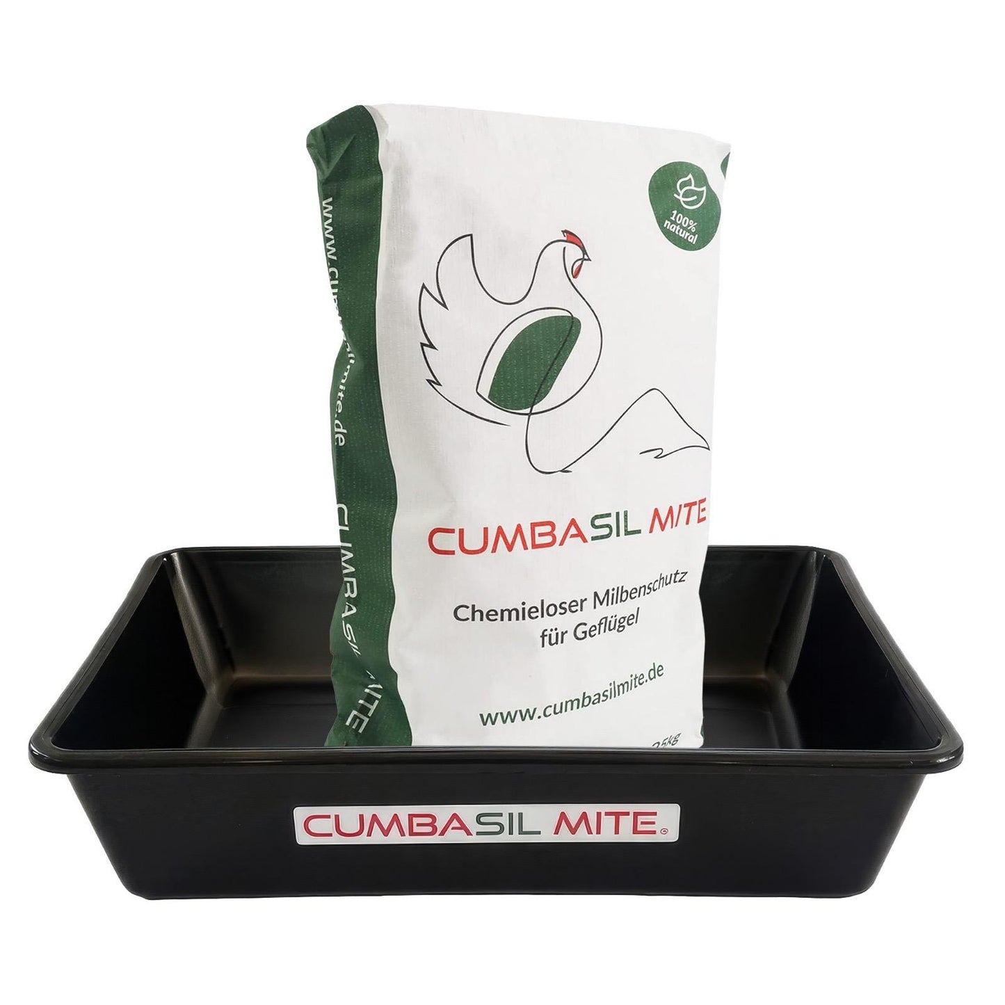 Cumbasil Mite 25 kg + Profistaubwanne 20 l – Das ideale Staubbad-Set gegen Milbenl