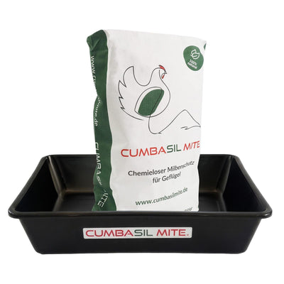 Cumbasil Mite 25 kg + Profistaubwanne 20 l – Das ideale Staubbad-Set gegen Milbenl